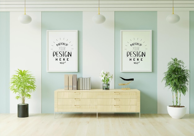 Poster frame in living room mockup