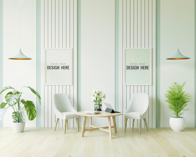 PSD poster frame in living room mockup