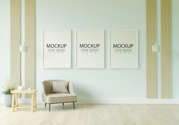 Poster Frame in living room mockup