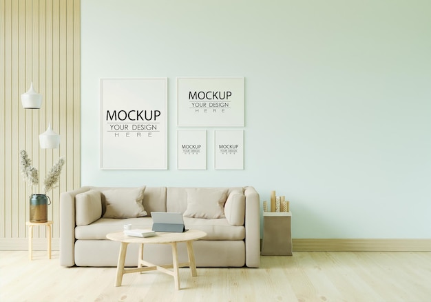 Cornice per poster nel mockup del soggiorno