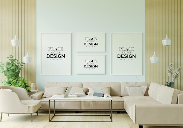 Poster Frame in living room mockup