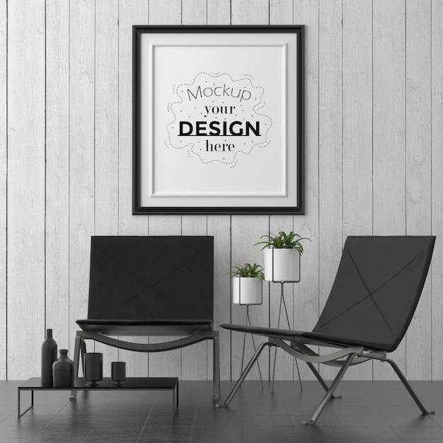 Poster Frame in living room mockup