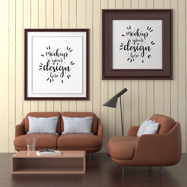 Poster frame in living room mockup