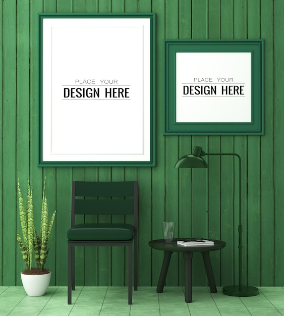 PSD cornice per poster nel mockup del soggiorno