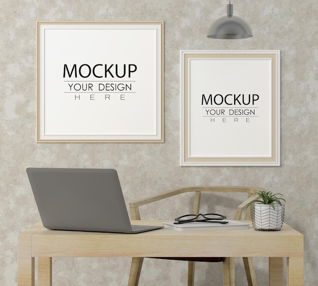 Poster frame in living room mockup