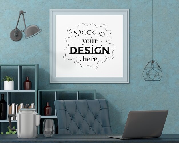 Poster frame in living room mockup