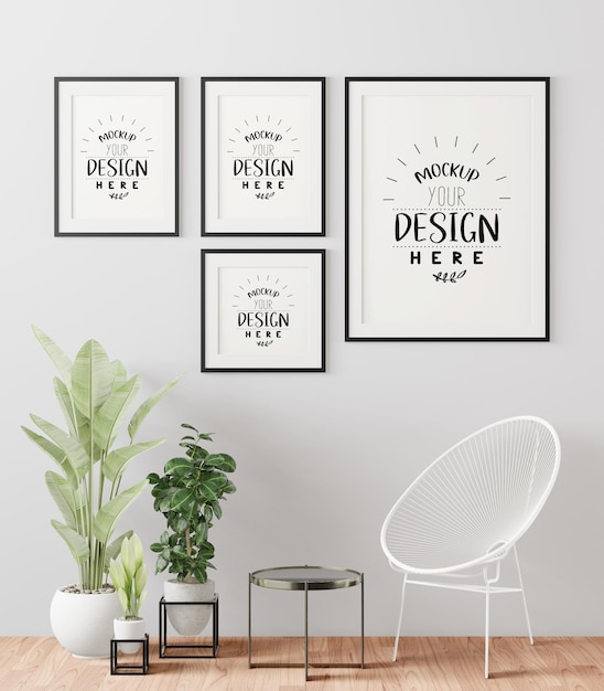 Poster frame in living room mockup