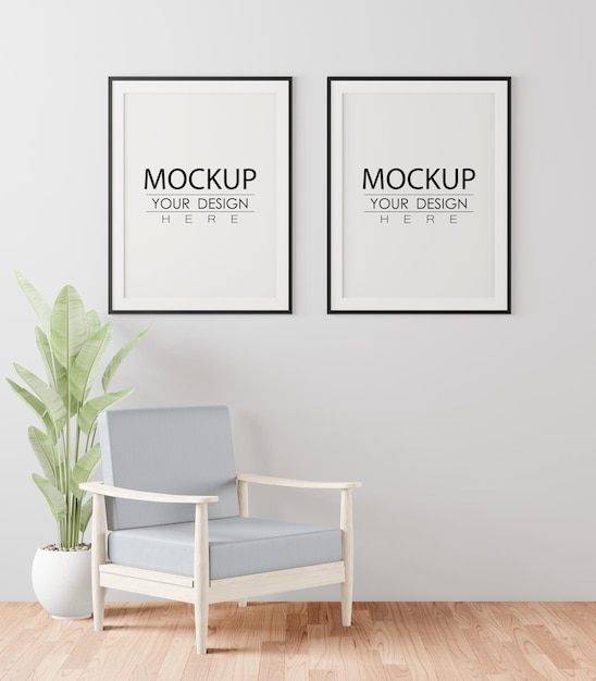 Poster frame in living room mockup