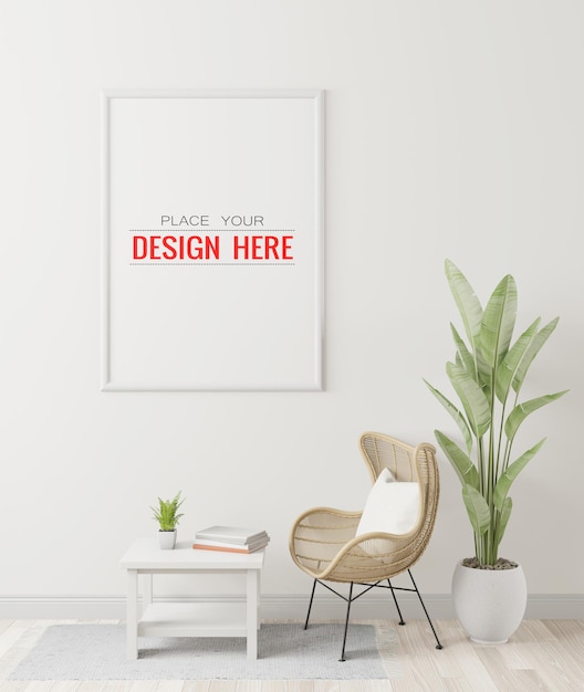 Poster frame in living room mockup