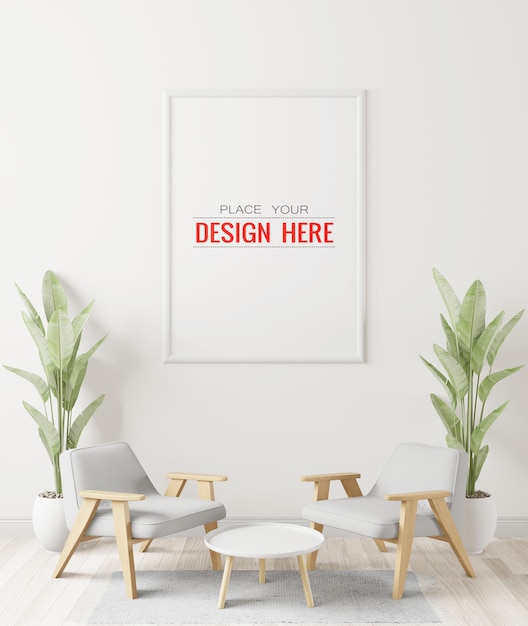 Poster frame in living room mockup