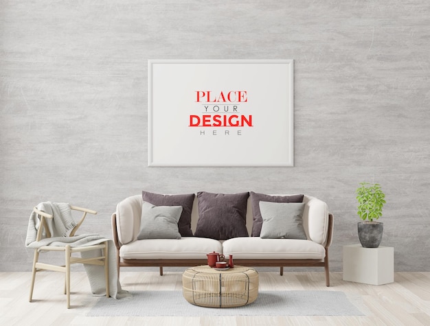 Poster frame in living room mockup