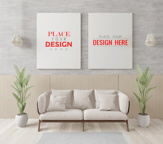 Poster Frame in living room Mockup