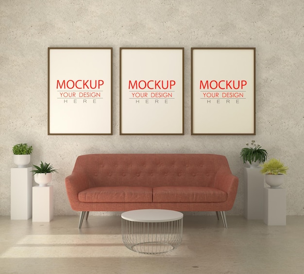 Poster frame in living room mockup