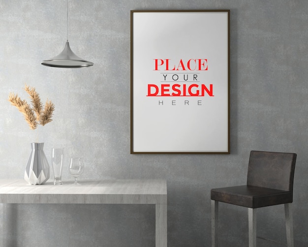 Poster frame in living room mockup