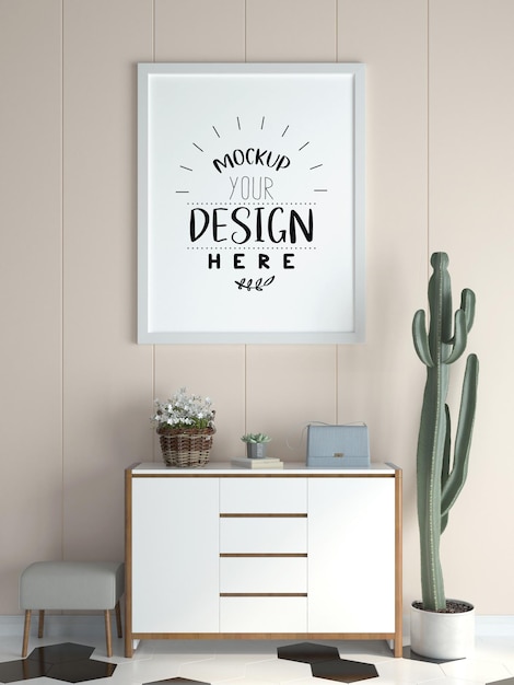 Poster frame in living room mockup