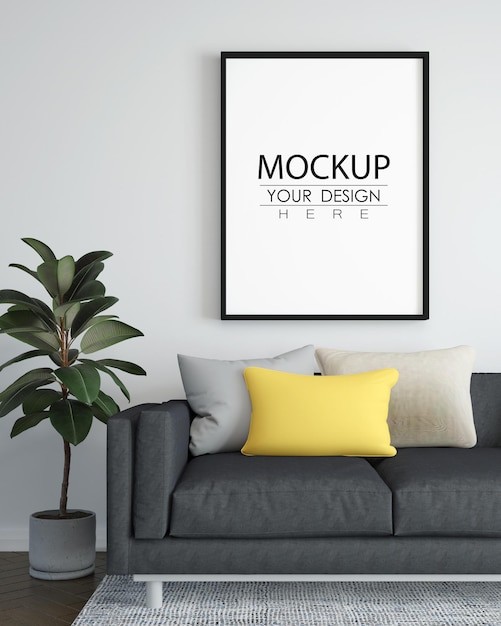 Poster frame in living room mockup