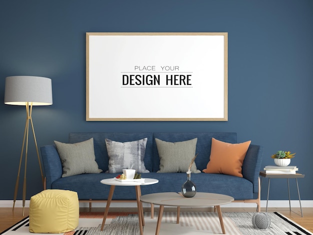 Poster frame in living room mockup