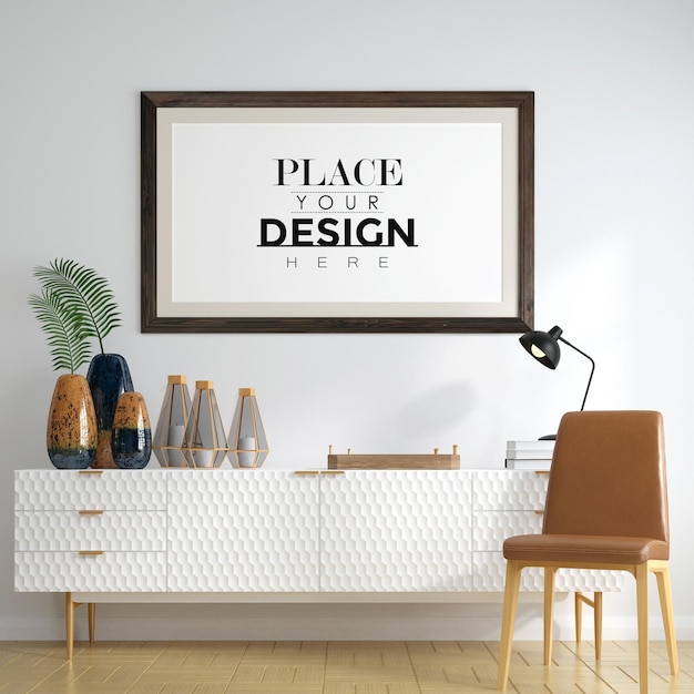 Poster frame in living room mockup