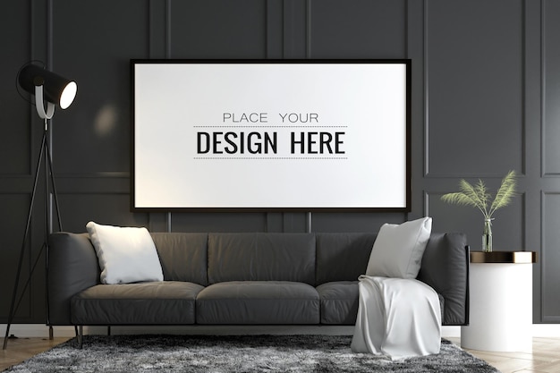 Poster frame in living room mockup