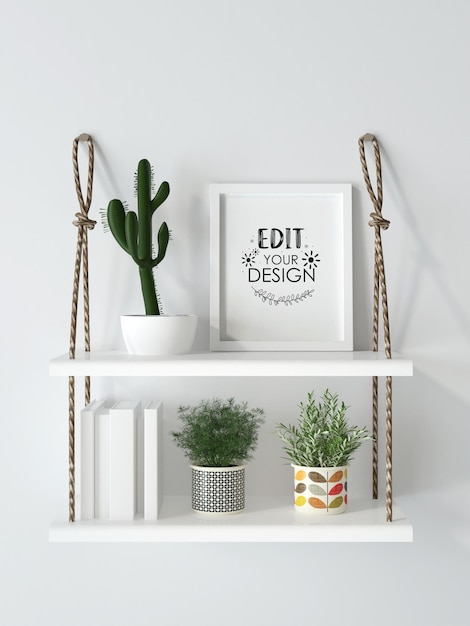 PSD poster frame in living room mockup