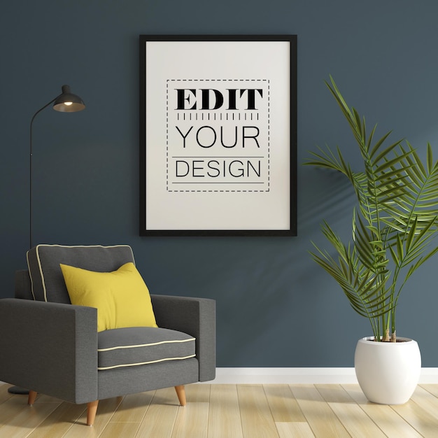 Poster Frame in living room Mockup