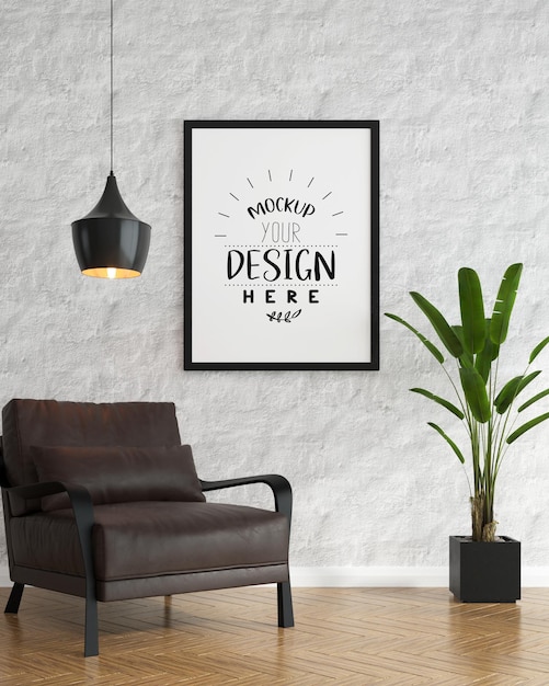 Poster frame in living room mockup