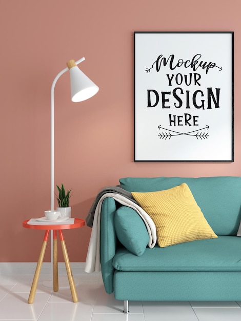 Poster Frame in living room Mockup