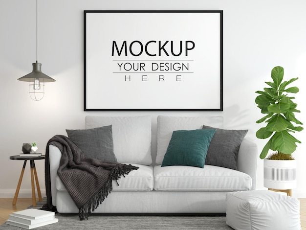 Poster frame in living room mockup