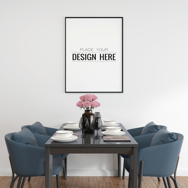 Poster frame in living room mockup