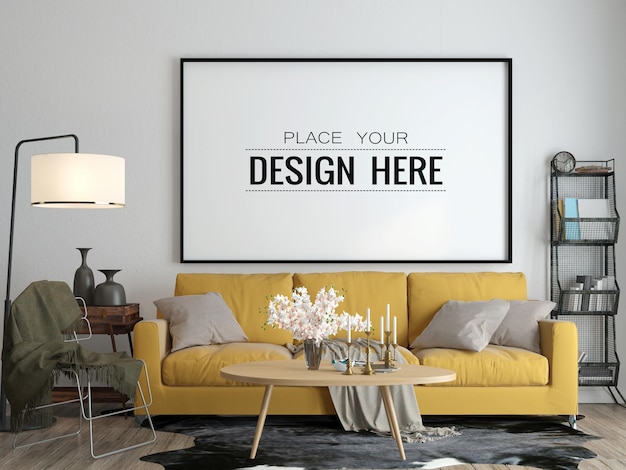 Poster Frame in living room Mockup