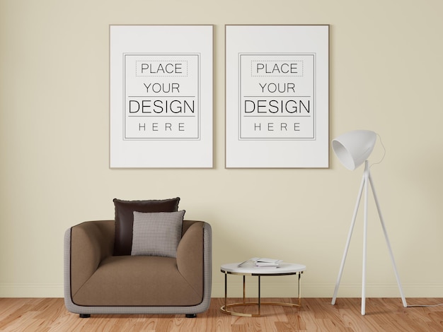 Poster frame in living room  mockup