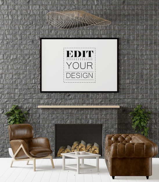 Poster Frame in living room  Mockup