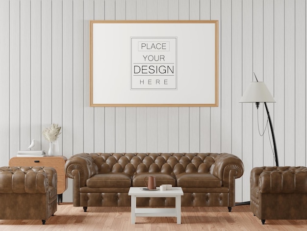 Poster Frame in living room  Mockup