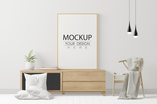 Рамка для плаката в гостиной Mockup