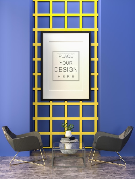 Cornice poster in soggiorno mockup