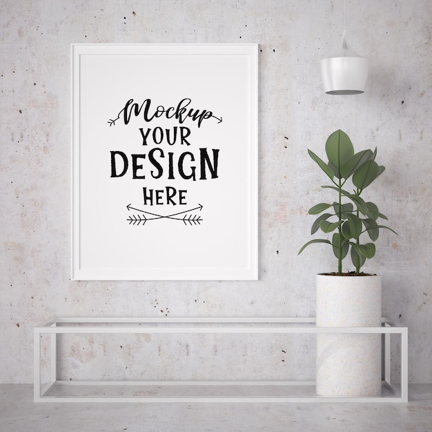 Poster frame in living room mockup