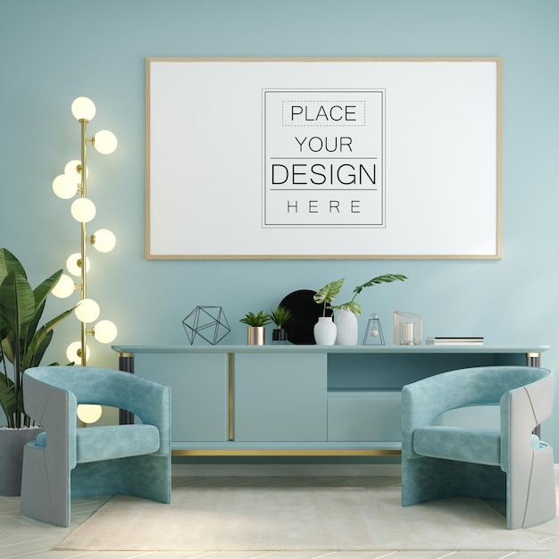 Poster Frame in living room  Mockup