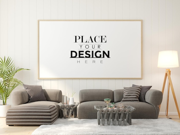 Poster Frame in living room  Mockup