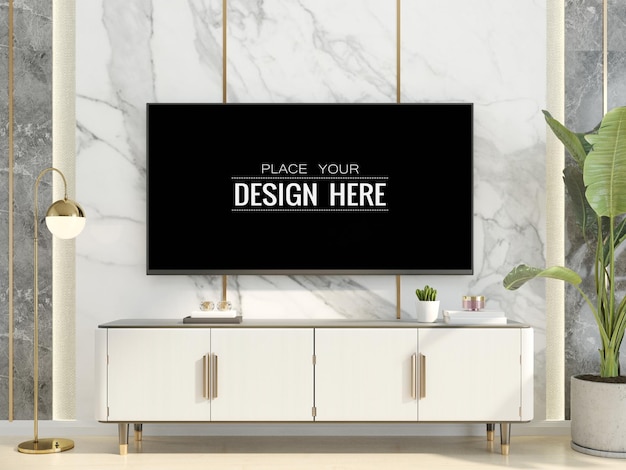 PSD poster frame in living room  mockup