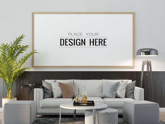 Cornice poster in soggiorno mockup