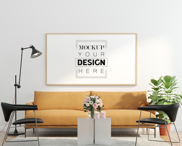 Poster Frame in living room  Mockup