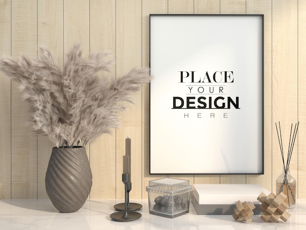 Poster Frame in living room  Mockup