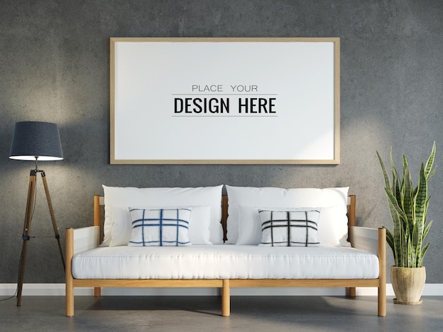 Poster Frame in living room  Mockup