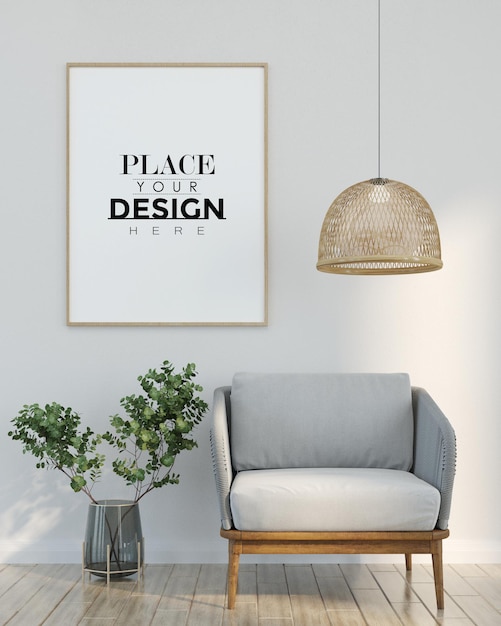 Poster Frame in living room  Mockup