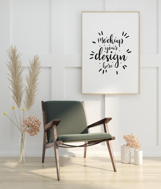 Poster Frame in living room  Mockup