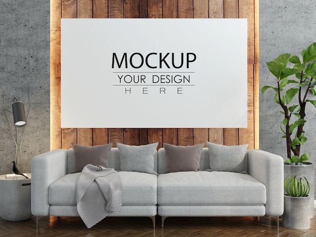 Poster Frame in living room  Mockup