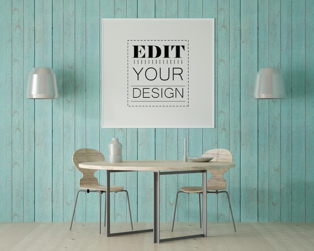 Poster Frame in living room  Mockup