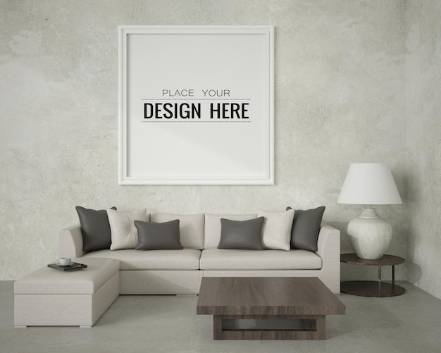 Poster Frame in living room  Mockup