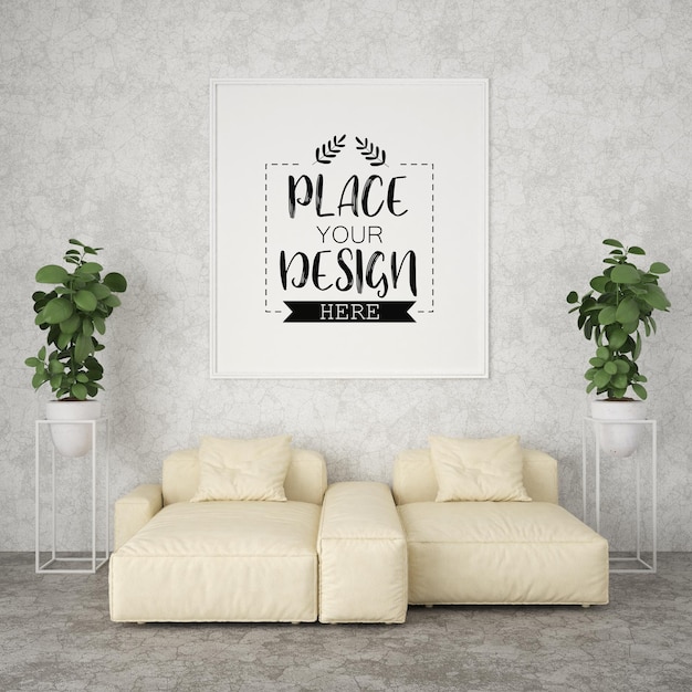 poster frame in living room  mockup
