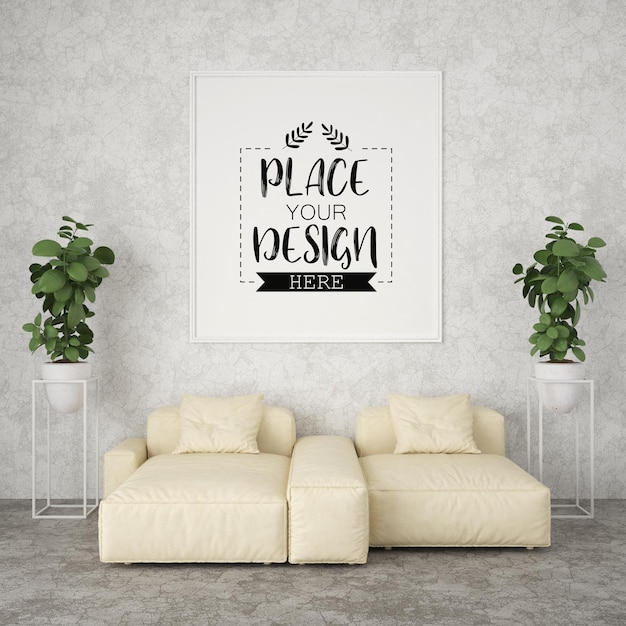 Cornice poster in soggiorno mockup